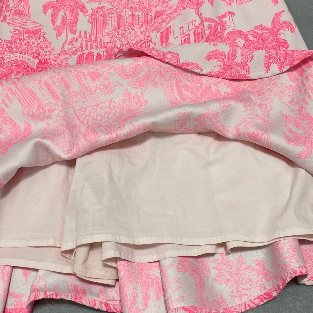 Lilly Pulitzer Pink Tropical Toile One Shoulder Ruffle Mini Dress Size 16 015873 - Picture 12 of 12
